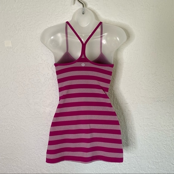 Lululemon Power Y Tank Luon striped Raspberry Size 4 - Picture 7 of 11